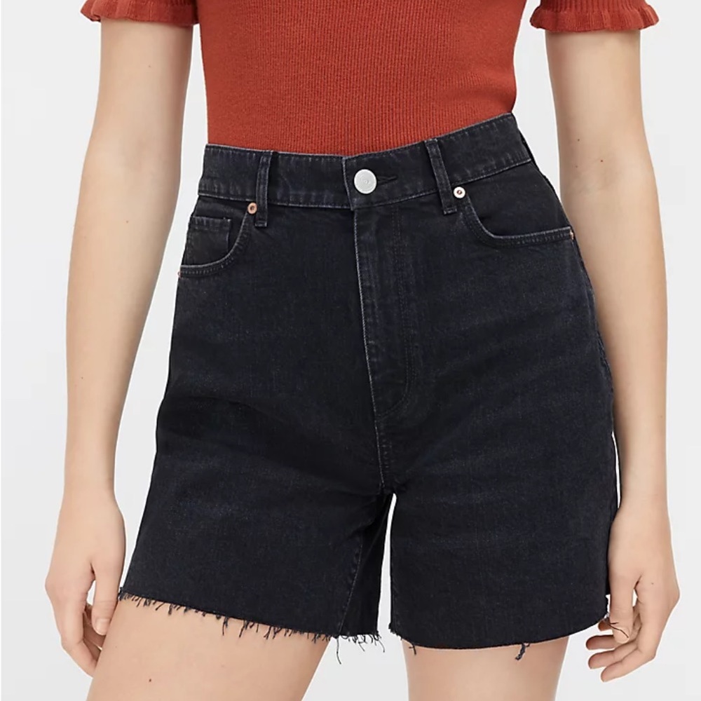 LOFT High-Waist Black Denim Shorts